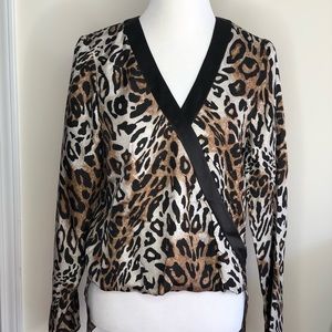 Worth leopard print silk blouse